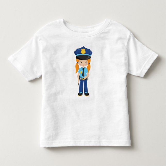 Camiseta Polícia, Policial, Policial, Cabelo Laranja (Frente)