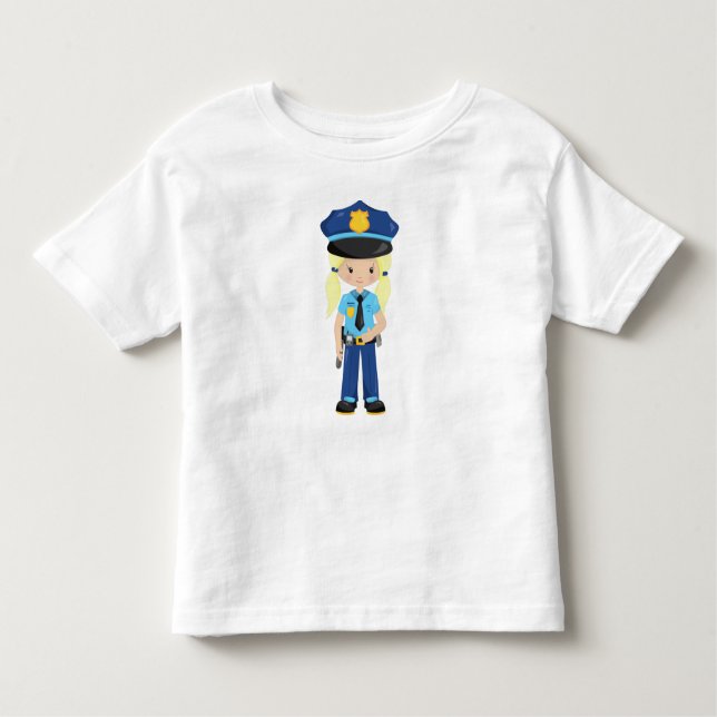 Camiseta Polícia, Policial, Policial, Cabelo Loiro (Frente)