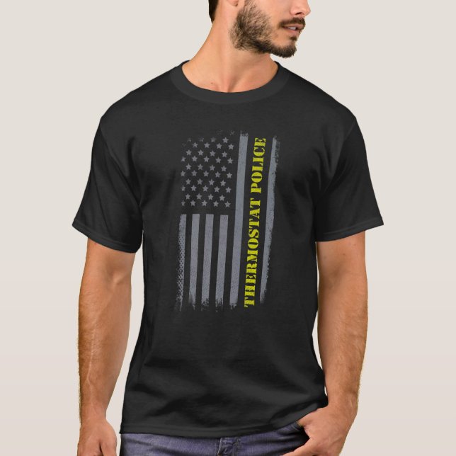 Camiseta Polícia Termóstata nos Estados Unidos Sinalizador  (Frente)