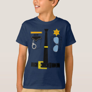 Camiseta Polícia Uniforme Figurume Halloween Crianças