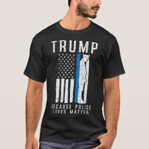 Camiseta Polícia Vive Problema Pro Trump Thin Blue Line UF