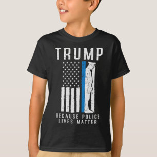 Camiseta Polícia Vive Problema Pro Trump Thin Blue Line UF