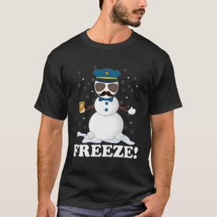 Camiseta Policial Bonito Snowman Congelou Par de Natal Engr