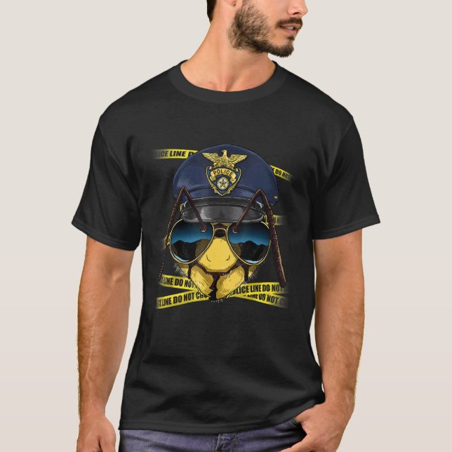 Camiseta Policial da Polícia de Bee Policial Detetive Anima (Frente)