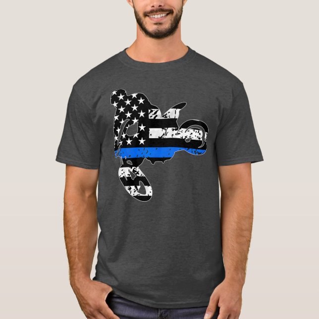 Camiseta Policial de corrida motocross dirtbike de linha az (Frente)