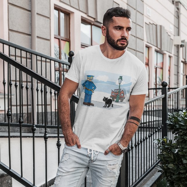 Camiseta Policial E Um Gato Negro (Criador carregado)