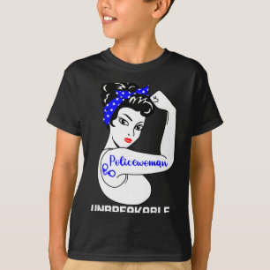 Camiseta Policial feminina inquebrantável forte oficial de