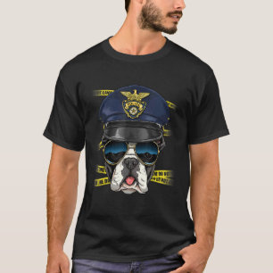 Camiseta Policial francês Bulldog PD Cop Crime Cena K