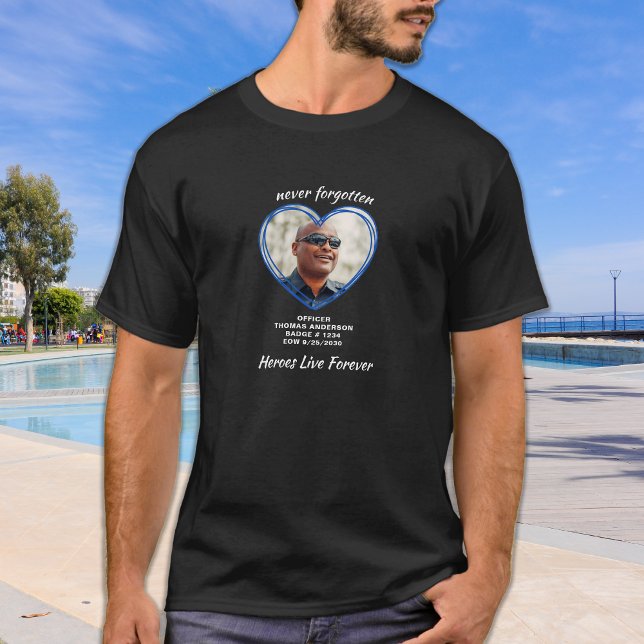 Camiseta Policial Memorial EOW Foto Personalizada do Coraçã (Criador carregado)