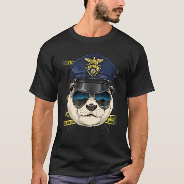Camiseta Policial Otter PD Polícia Crime Cena Mar Animal (Frente)