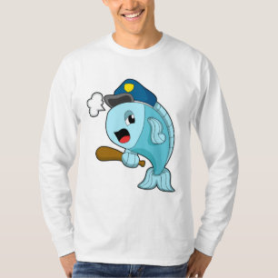 Camiseta Policial peixe chapéu de polícia