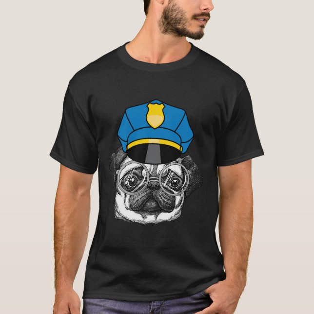 Camiseta Policial Pug Lover Pet Dog Pug C (Frente)