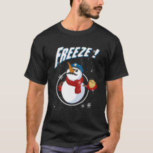 Camiseta Policial Snowman Congelou Polícia de Navidad