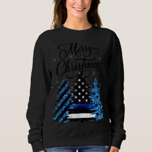 Camiseta Policial Thin Blue Line Bandeira Árvore de Natal