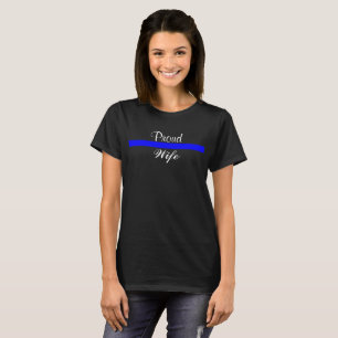 Camiseta Policial Thin Blue Line Suporta Mulher Orgulhosa