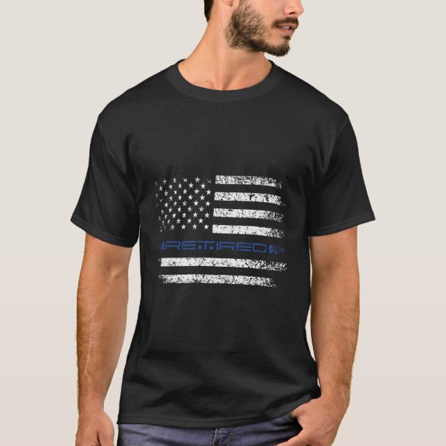 Camiseta Policial Thin Reformado Blue Line American Fla (Frente)