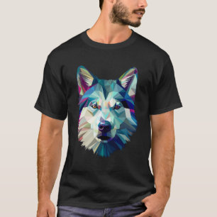 Camiseta Poligon Abstrato Geométrico Siberiano Husky Poly A