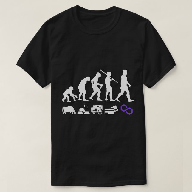 Camiseta Poligon Evolution Money Cripto Mático (Frente do Design)