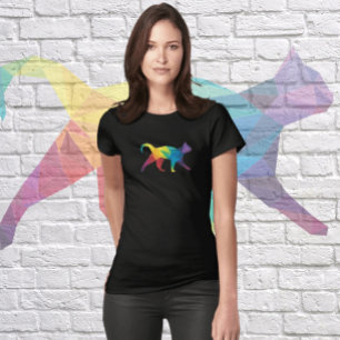 CAMISETA POLÍGONAL DE ARTE DE CORES CAT