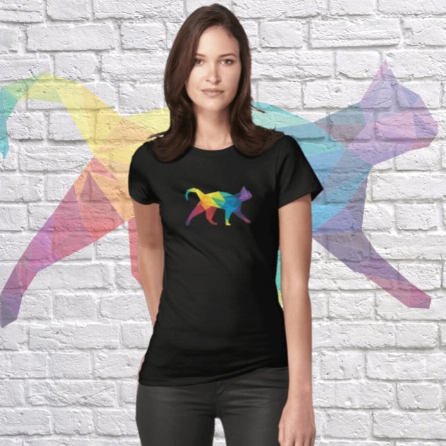 CAMISETA POLÍGONAL DE ARTE DE CORES CAT (Criador carregado)