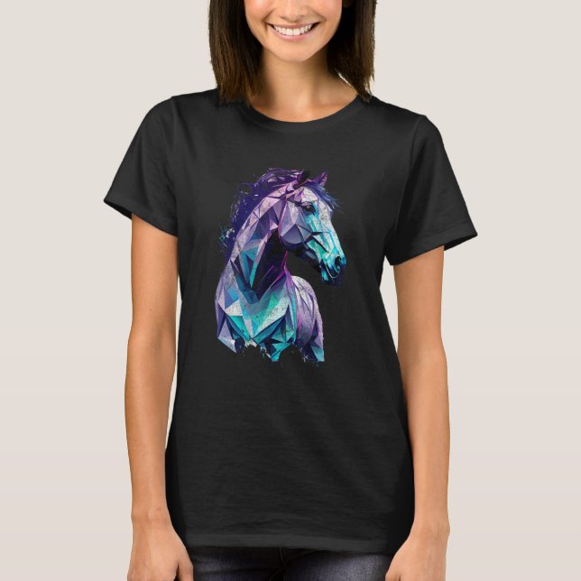 Camiseta Polígonos da cabeça dos cavalos (Frente)