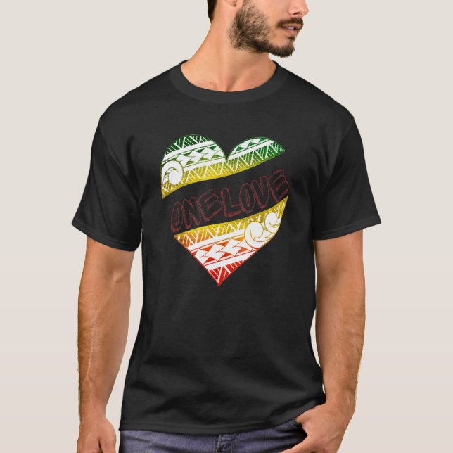 Camiseta Polinésia Tribal One Love Reggors Design (Frente)
