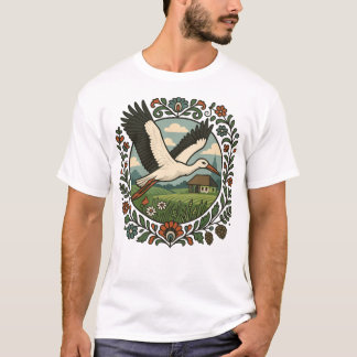 Camiseta Polish Folk Stork Country Art