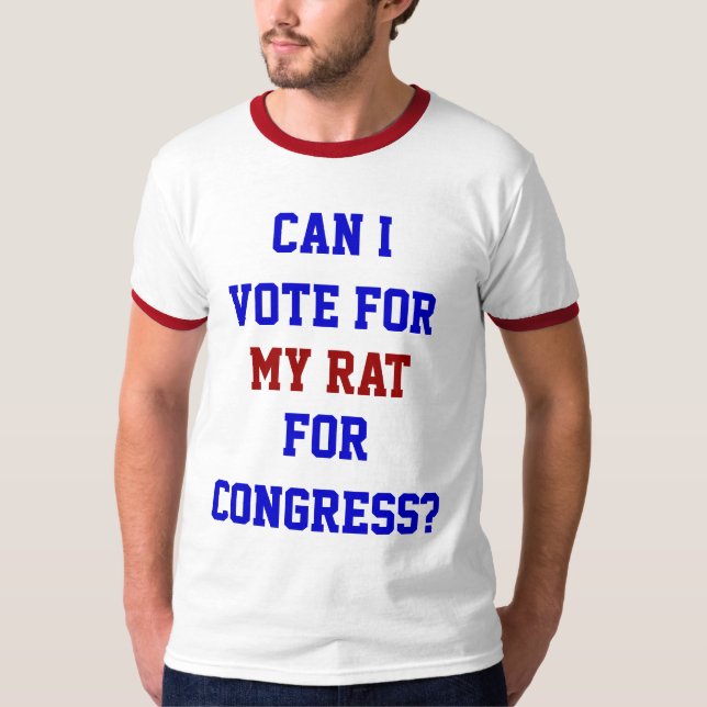 Camiseta Política Vota Para Meu Congresso De Rato Engraçado (Frente)