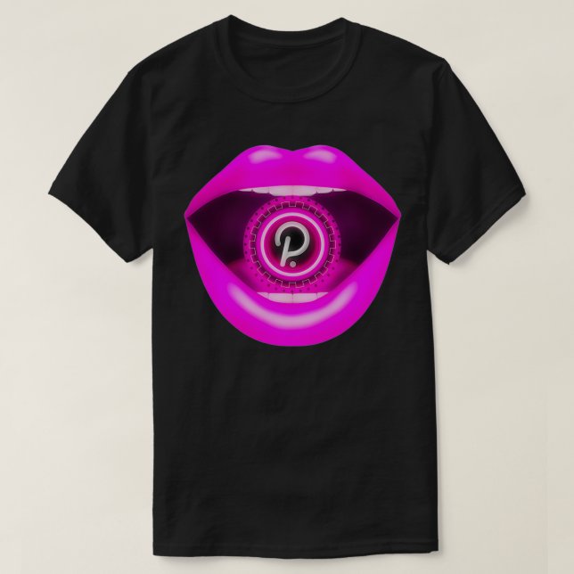 Camiseta Polkadot Crypto Coin Lábios, Eethum Blockchain, De (Frente do Design)