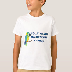Camiseta Polly quer papagaio político de grande mudança soc