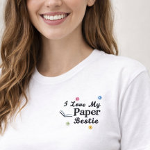 amo minha camisa bordada Paper bestie Bookish