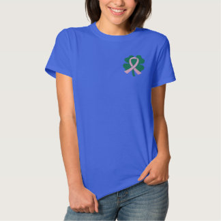 Camiseta Polo Bordada Feminina Cancro da mama bordado da fita do trevo da