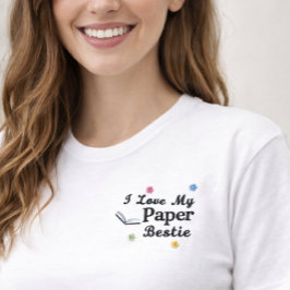 Camiseta Polo Bordada Feminina love my Paper bestie Bookish embroidered shirt