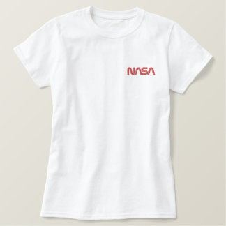 Camiseta Polo Bordada Feminina O último Logótipo da NASA Rocket White Women's