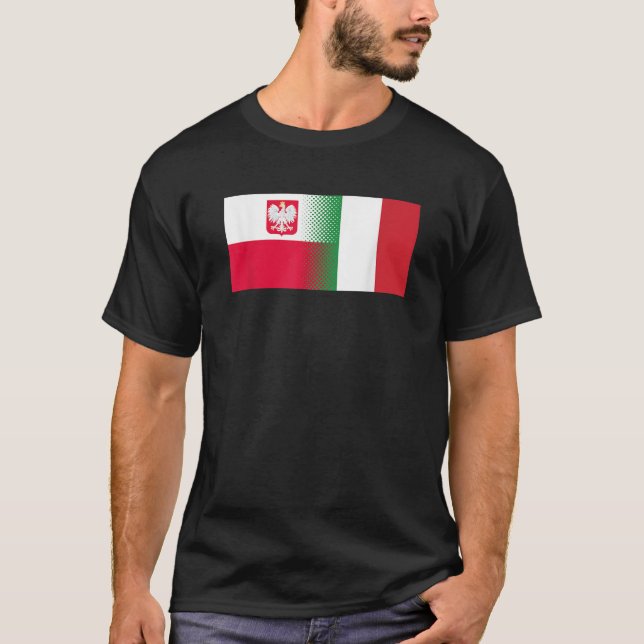 Camiseta Polonês - Bandeira Italiana Half Polonês - Meio Po (Frente)