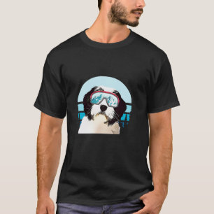 Camiseta Polonês Lowland Sheepdog Skiing Winter Ski Dog Lov