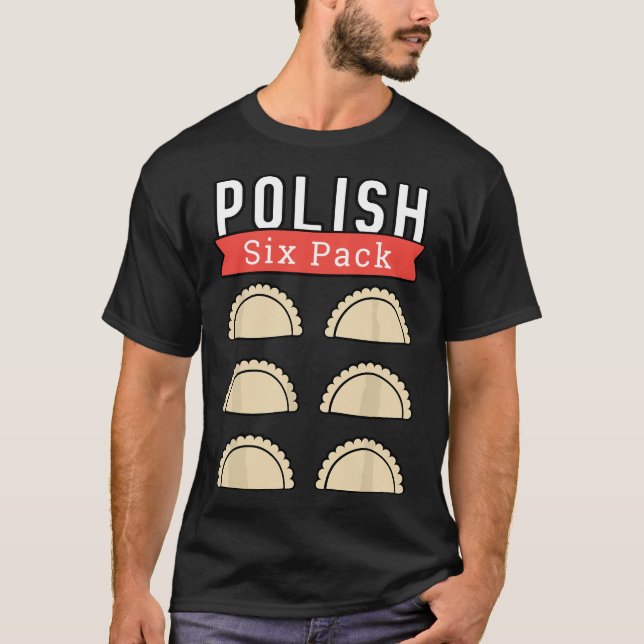Camiseta Polonês Pierogi Seis Pack Engraçado ginástica ABS (Frente)