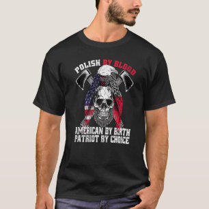 Camiseta Polonês Por Blood American Por Nascimento Patriota