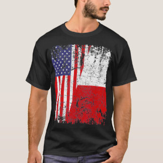 Camiseta POLONÊS ROOTS Half American Flag USA POLÔNIA FLAG