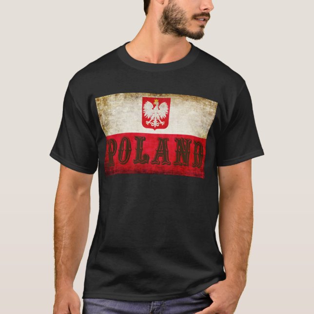 Camiseta Polônia Flag Grunge (Frente)