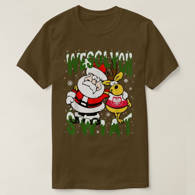 Camiseta Polônia Natal Polonês Merry Xmas Wesolych Swiat (Frente do Design)