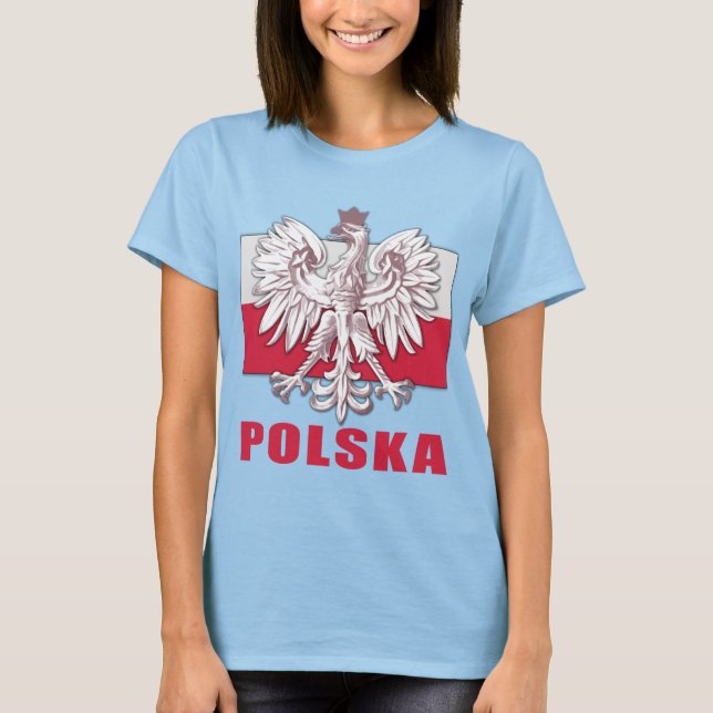 Camiseta Polônia Polska Casaco de Armas (Frente)