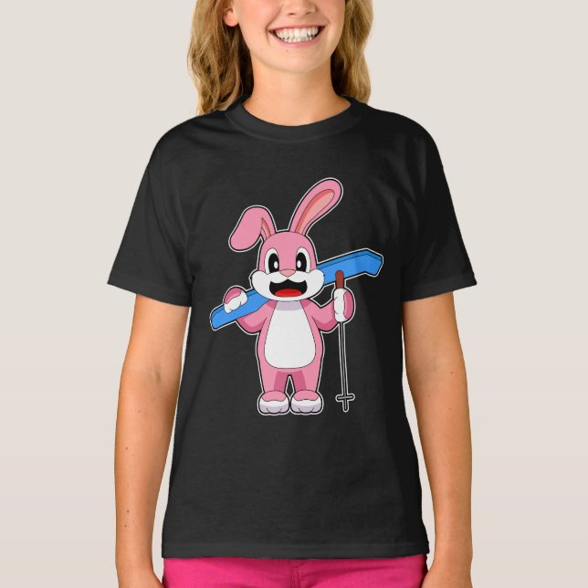 Camiseta Pólos de esqui de esquiador de coelho (Frente)