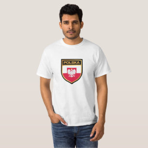 Camiseta Polska / Polônia Flag Shield & Emblem T Shirt