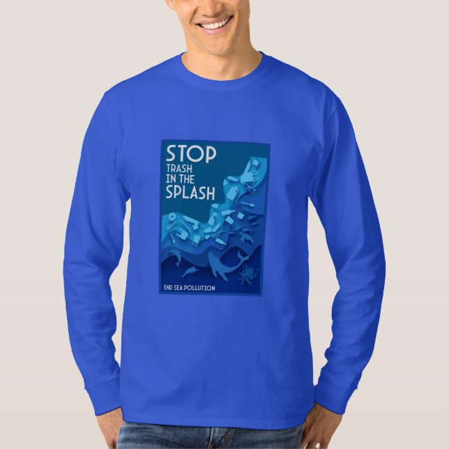 Camiseta Poluição no mar de ponta (Frente)