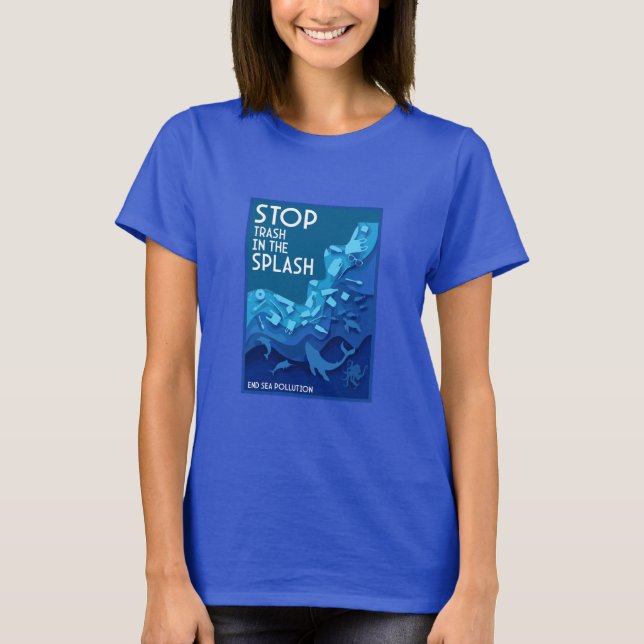 Camiseta Poluição no mar de ponta (Frente)