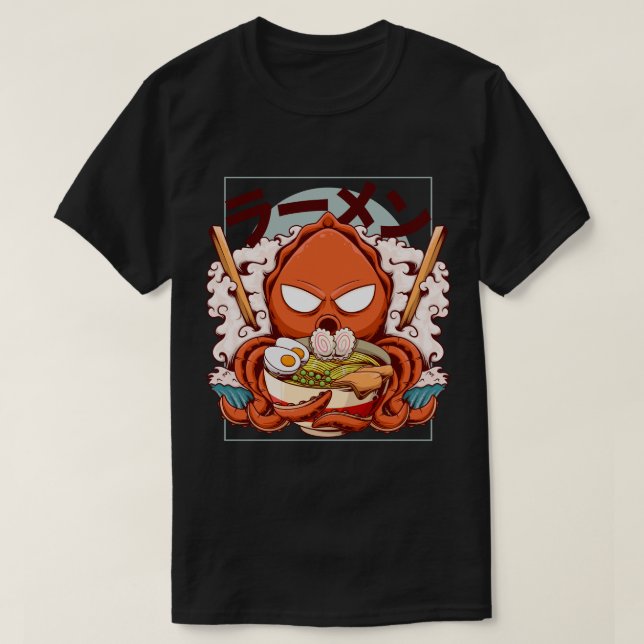 Camiseta Polvo Chef Engraçado Segurando Tigela de Ramen (Frente do Design)