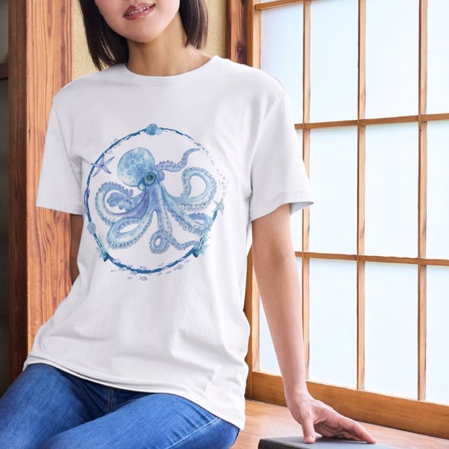 Camiseta Polvo de Aquarela Criatura Marinha (Criador carregado)