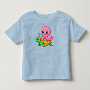 Camiseta Polvo de desenho animado adorável montando uma tar