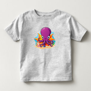 Camiseta Polvo de desenho animado fofo na praia ensolarada 